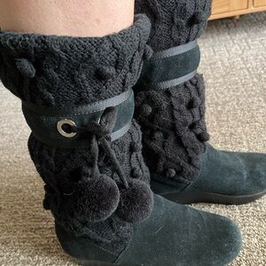 Report Black Winter Knit Boots